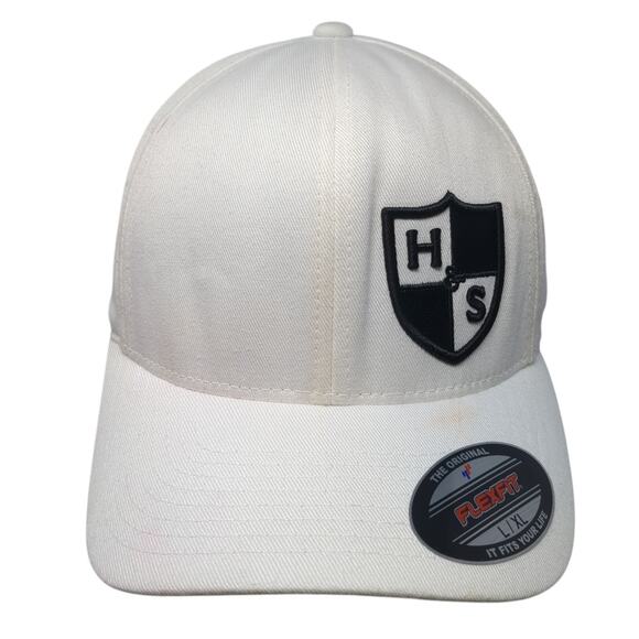 H&S Performance Fitted Baseball Hat Solid White XL Embroidered Flexfit - Picture 1 of 10